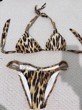 DESPI Animal Print Braided Bikini Set S Top M Bottoms